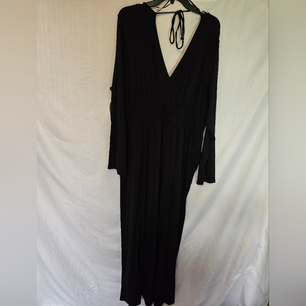 Old Navy Black Elegant Jumpsuit Waist-Defined Wide-Leg Side Pockets Size XXLT - Picture 4 of 7